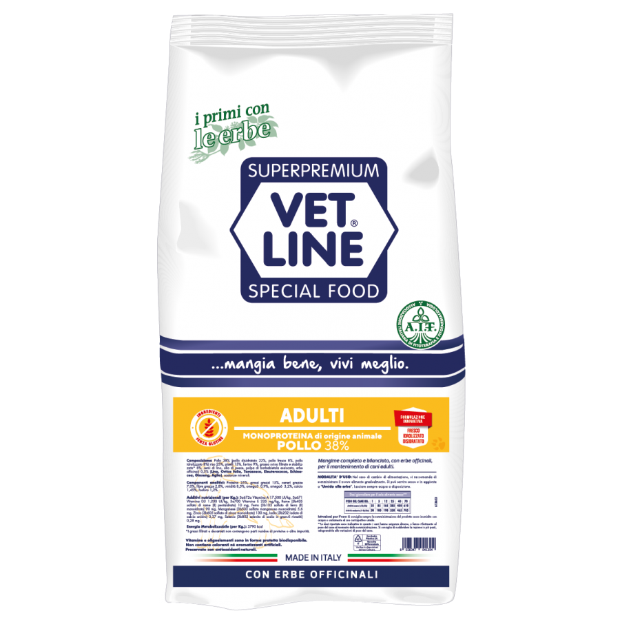 Vet Line Adult Pollo 3kg - Crocchette per Cani Monoproteiche Vet Line Adult Pollo 3kg - Crocchette per Cani Monoproteiche